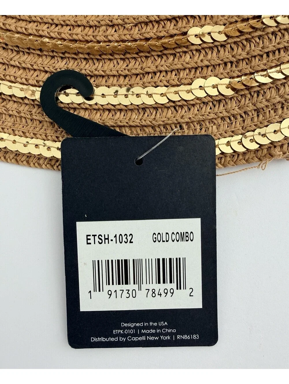 Ellen Tracy Gold Combo Beach Hat